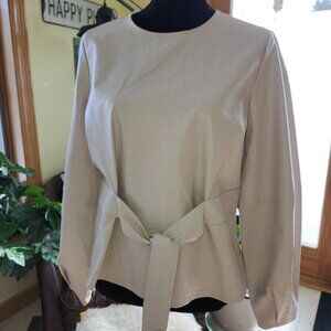 25110 EXPRESS Faux Vegan Leather Long Sleeved Top. Size Medium